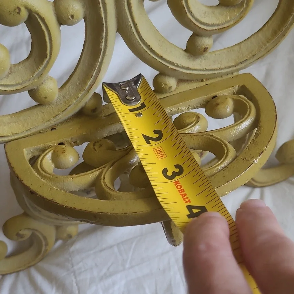 Fleur de Lis Metal Wall Mounted Shelf, French Country Traditional Yellow 14 in